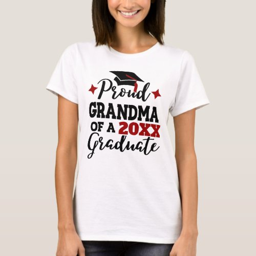 Proud Grandma of 2022 graduate black red tassel T_Shirt