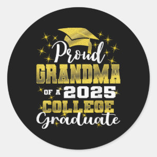Proud Grandma Of 2025 College Graduate Family 24 G Classic Round Sticker