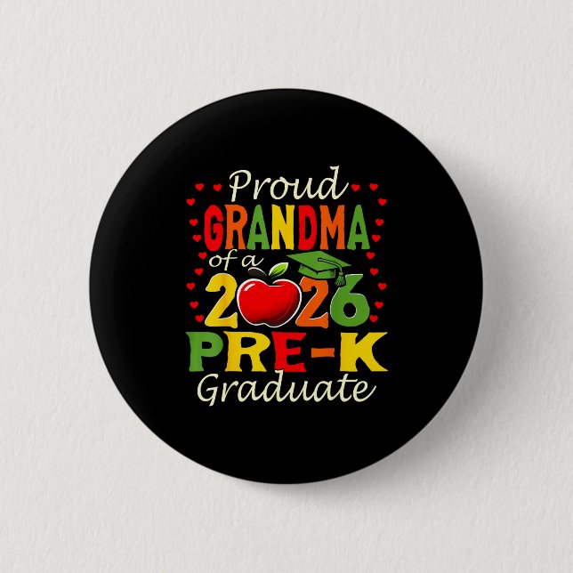 Proud grandma of 2026 pre-k graduate mothers day button (Front)