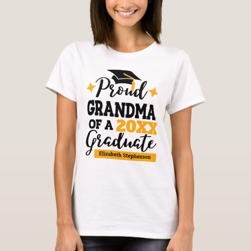 Proud Grandma of a 2022 graduate black gold tassel T_Shirt