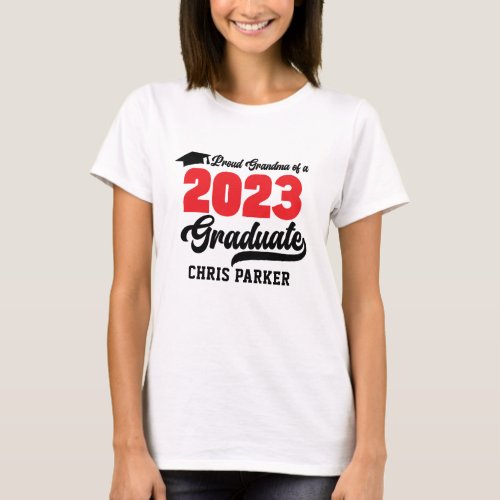 Proud Grandma of a 2023 Graduate Red Bold Script T_Shirt