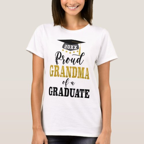 Proud Grandma of a 2024 Graduate Gold Black T_Shirt