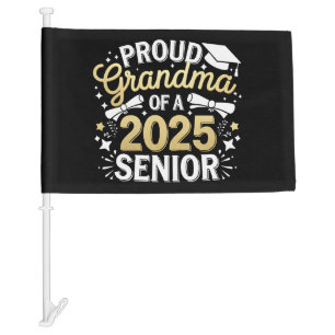 Proud Grandma Of A 2025 Graduate Graduation Golden Car Flag