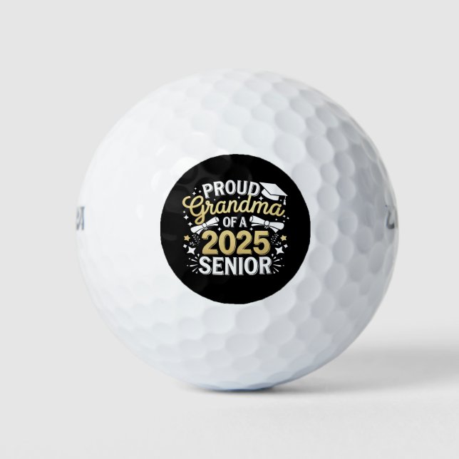 Proud Grandma Of A 2025 Graduate Graduation Golden Golf Balls (Front)
