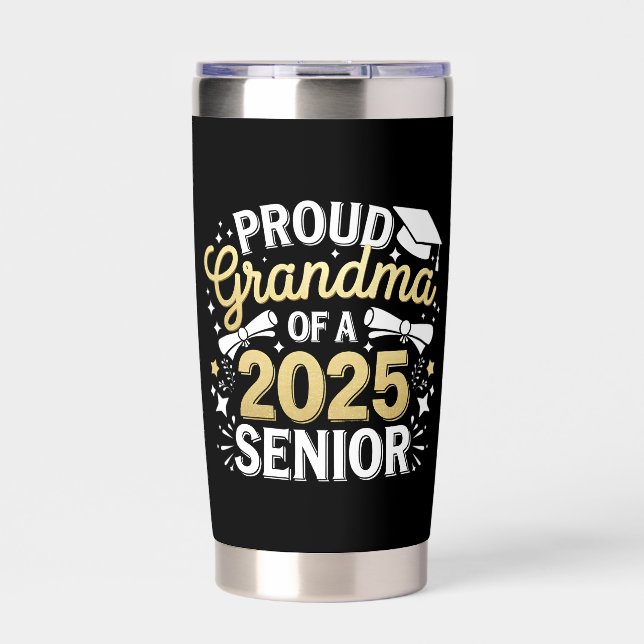 Proud Grandma Of A 2025 Graduate Graduation Golden Insulated Tumbler (Front)