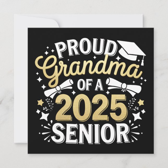 Proud Grandma Of A 2025 Graduate Graduation Golden Invitation (Front)