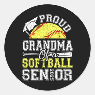 Proud Grandma Of A 2025 Senior Softll Graduate Classic Round Sticker