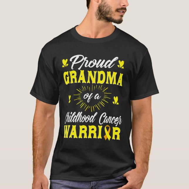 Proud Grandma Of A Childhood Cancer Warrior Awaren T-Shirt (Front)
