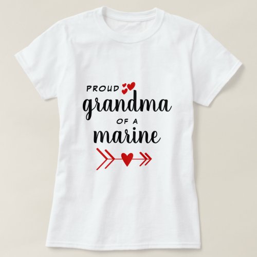 Proud Grandma of a Marine Red Hearts T_Shirt