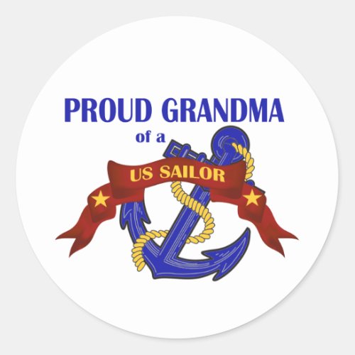 Proud Grandma of a US Sailor Classic Round Sticker