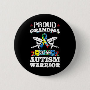 Proud Grandma Of An Autism Warrior Autistic Awaren Button