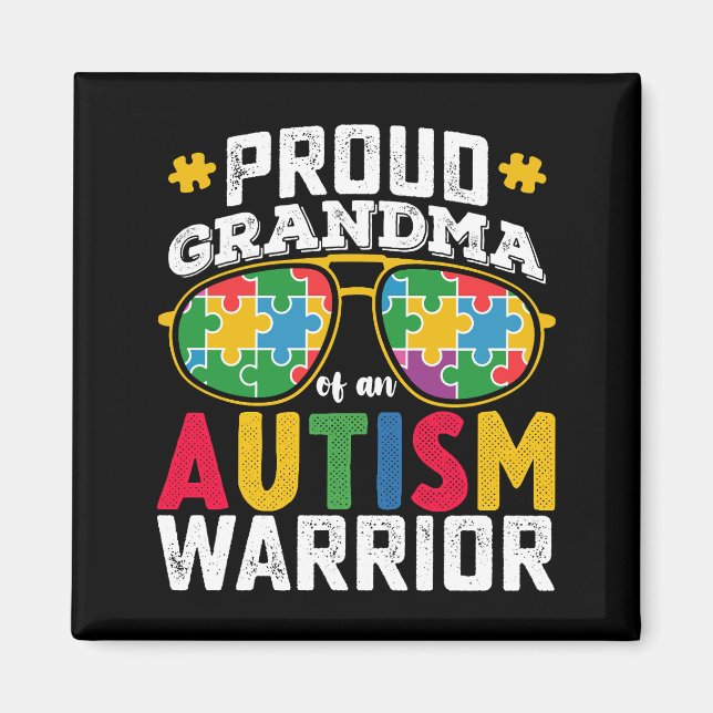 Proud Grandma Of An Autism Warrior Family Magnet (Front)