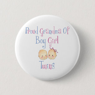 Proud Grandma of Boy Girl Twins Button