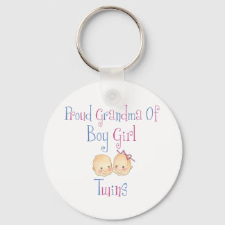Proud Grandma of Boy Girl Twins Keychain