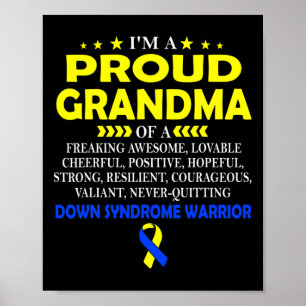 Proud Grandma Of Down Syndrome Warrior T  Poster