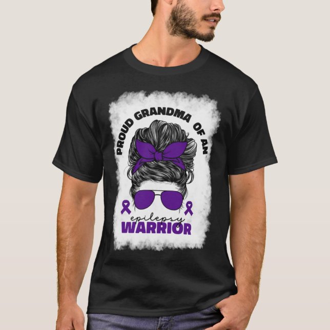 Proud Grandma of Epilepsy Warrior Epilepsy Awarene T-Shirt (Front)