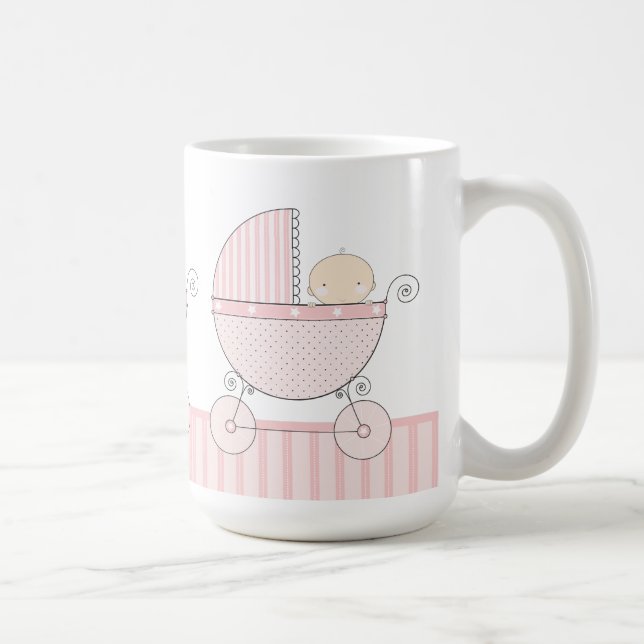 Proud Grandma of Twin Girls Baby Pink Carriage Coffee Mug (Right)