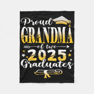Proud Grandma Of Two 2025 Graduates Twins Graduati Fleece Blanket