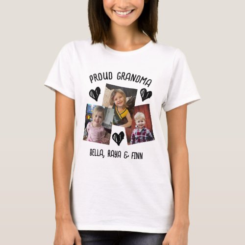 Proud Grandma  Personalized Photos and Names T_Shirt