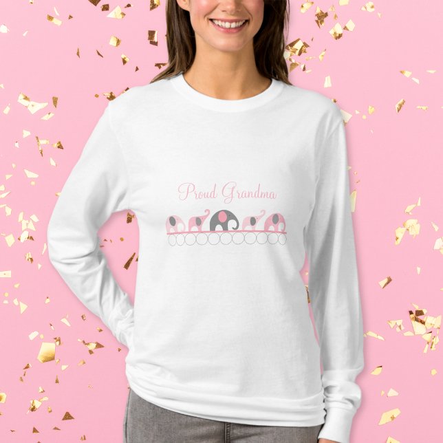 Proud Grandma Pink & Gray Elephant Parade t shirt (Creator Uploaded)