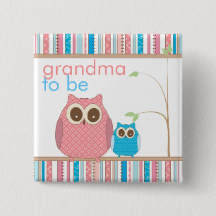 Proud Grandma to Be & Baby Boy Owl Button