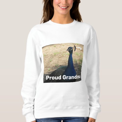 Proud Grandma Vibrant Peacock Photo Animal Sweatshirt