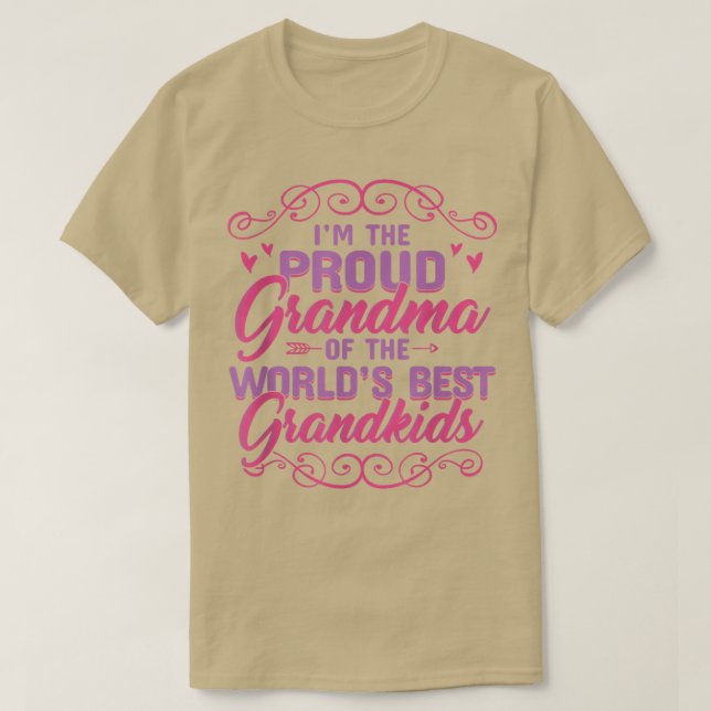 Proud Grandma  World's Best Grandkids Novelty  T-Shirt (Design Front)