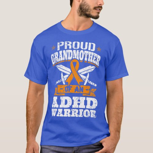 Proud Grandmother Of An ADHD Warrior Orange Awaren T_Shirt