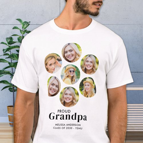 Proud GRANDMPA Custom 7 Photo Collage Graduation T_Shirt