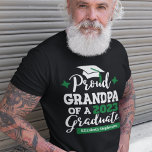 Proud Grandpa 2023 graduate green cap name T-Shirt<br><div class="desc">Celebrate your grandson's or grandaughter's graduation with this modern t-shirt featuring a "Proud GRANDPA of a 2023 Graduate" typography in white and green; easily customize this t-shirt with the graduation year and the name of the graduate by editing the template fields. This t-shirt is part of our "Graduation Family Matching...</div>
