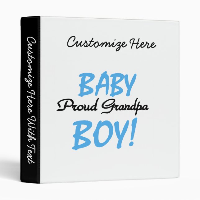 Proud Grandpa Baby Boy T-shirts and Gifts 3 Ring Binder (Front/Spine)
