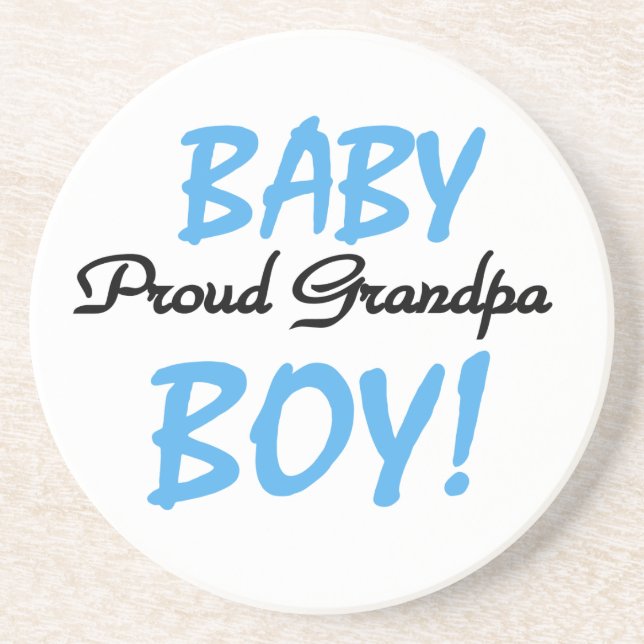 Proud Grandpa Baby Boy T-shirts and Gifts Drink Coaster (Front)