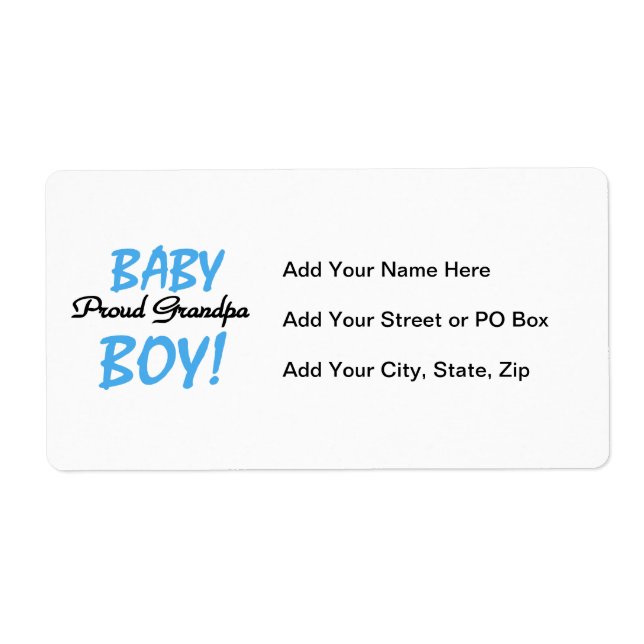 Proud Grandpa Baby Boy T-shirts and Gifts Label (Front)