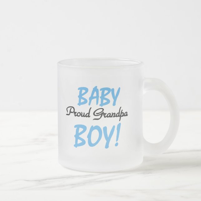 Proud Grandpa Baby Boy Tshirts and Gifts Frosted Glass Coffee Mug (Right)