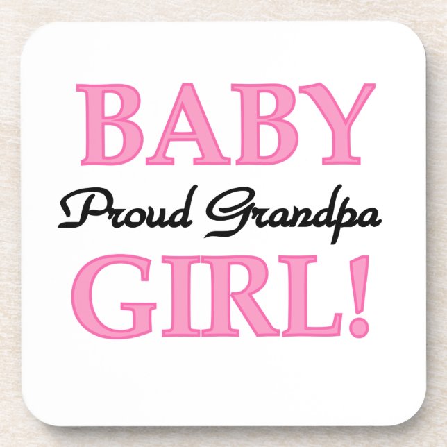 Proud Grandpa Baby Girl Gifts Beverage Coaster (Front)