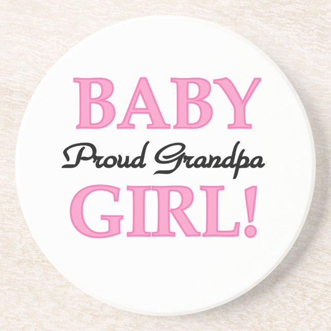 Proud Grandpa Baby Girl Gifts Drink Coaster (Front)