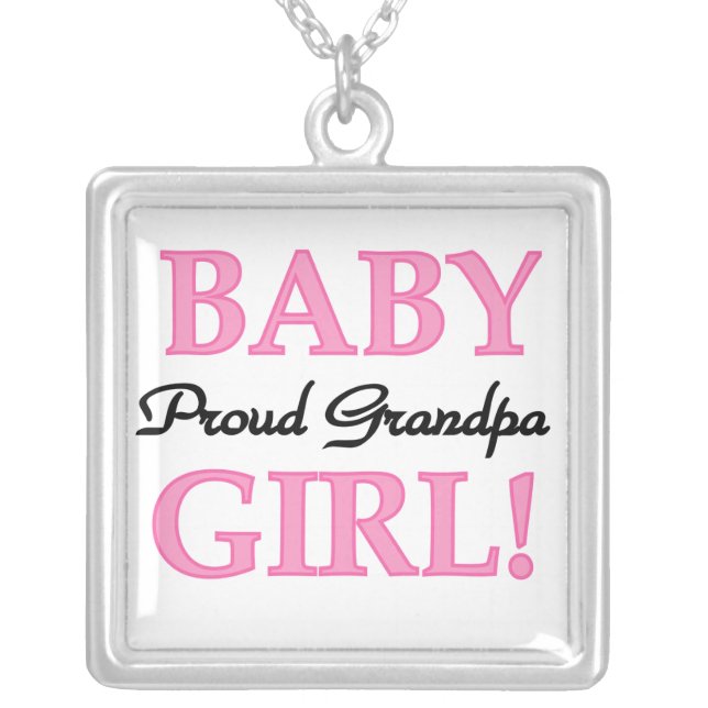Proud Grandpa Baby Girl Gifts Silver Plated Necklace (Front)