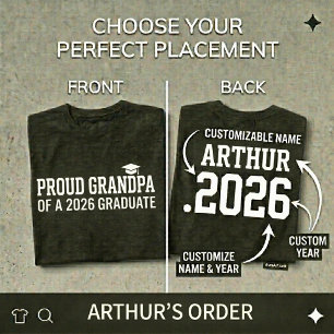 PROUD GRANDPA  Class of 26 Personalized Graduation T-Shirt