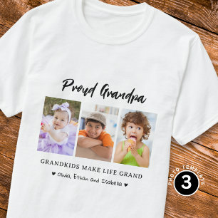 Proud Grandpa Grandkids Make life Grand 3 Photo T-Shirt