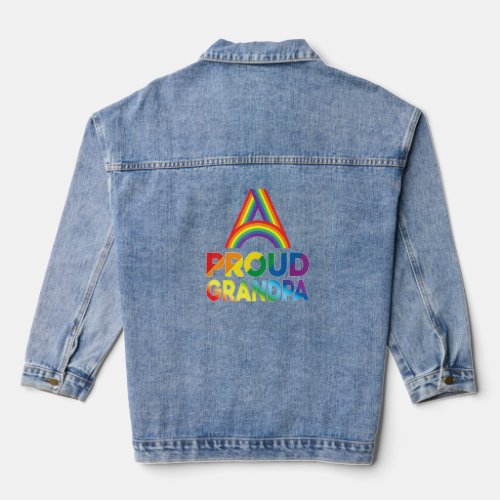 Proud Grandpa Lgbt Pride Gay Lesbian Rainbow Color Denim Jacket