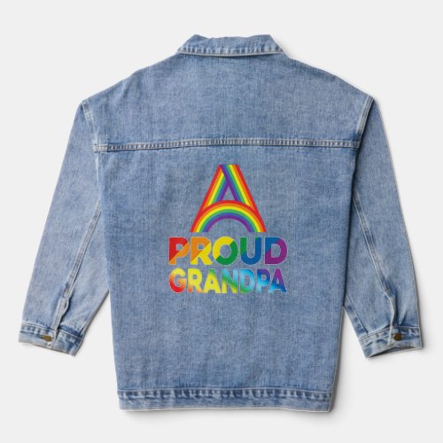 Proud Grandpa Lgbt Pride Gay Lesbian Rainbow Color Denim Jacket