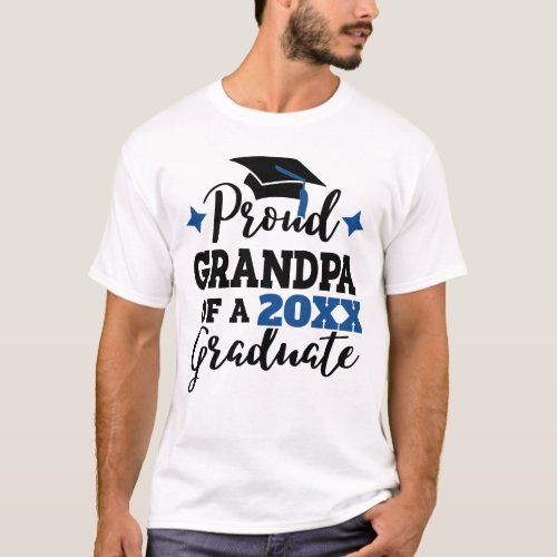Proud Grandpa of 2022 graduate black blue cap T_Shirt