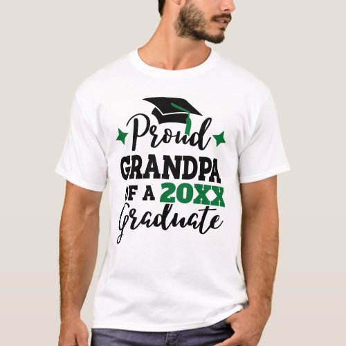 Proud Grandpa of 2022 graduate black green cap T_Shirt