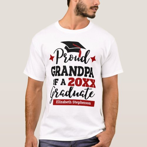 Proud Grandpa of 2022 graduate black red cap name T_Shirt