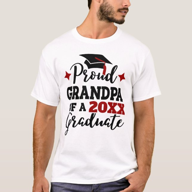 Proud Grandpa of 2022 graduate black red cap T-Shirt (Front)