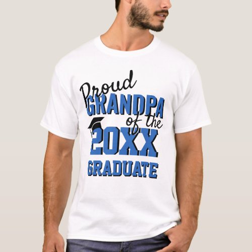 Proud GRANDPA of a 2024 Graduate Blue White T_Shirt