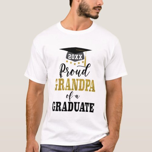 Proud Grandpa of a 2024 Graduate Golden Black T_Shirt