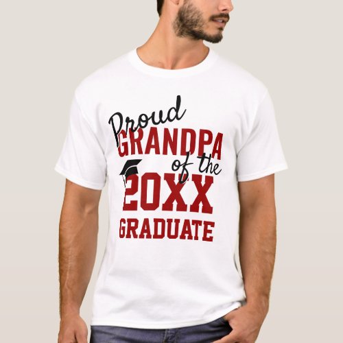 Proud GRANDPA of a 2024 Graduate Red White T_Shirt