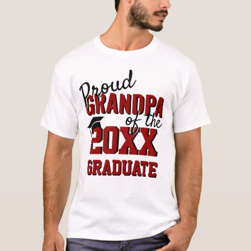 Proud GRANDPA of a 2024  Graduate Red White T_Shirt