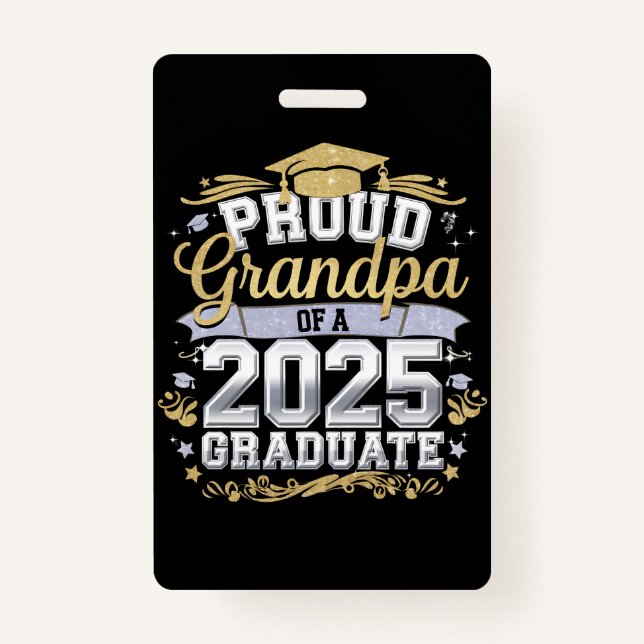 Proud Grandpa Of A 2025 Graduate Graduation Family Badge (Front)
